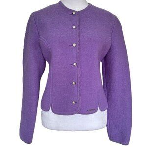 Vintage Geiger Tyrol Boiled Wool Blazer Jacket Size S Lilac Purple Tailored 80s